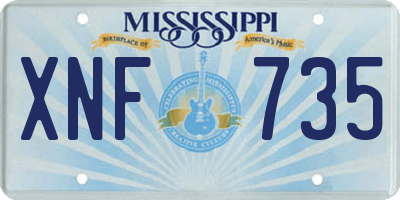 MS license plate XNF735