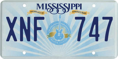 MS license plate XNF747