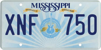 MS license plate XNF750