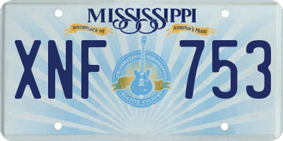 MS license plate XNF753