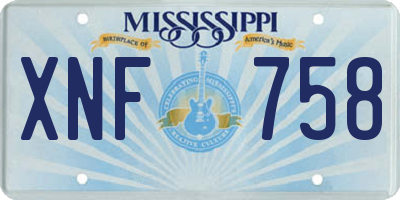 MS license plate XNF758