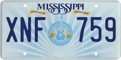 MS license plate XNF759