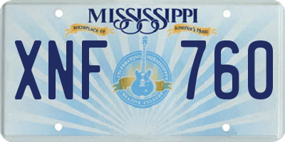 MS license plate XNF760