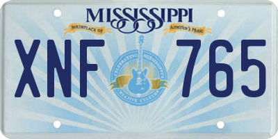 MS license plate XNF765