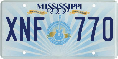 MS license plate XNF770