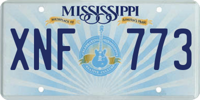 MS license plate XNF773