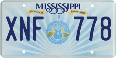 MS license plate XNF778