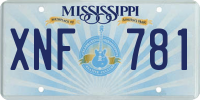 MS license plate XNF781