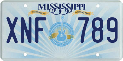 MS license plate XNF789