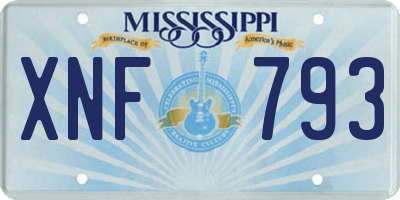 MS license plate XNF793