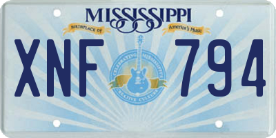 MS license plate XNF794