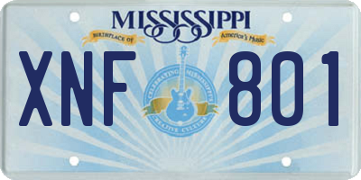 MS license plate XNF801