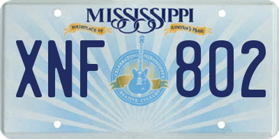 MS license plate XNF802