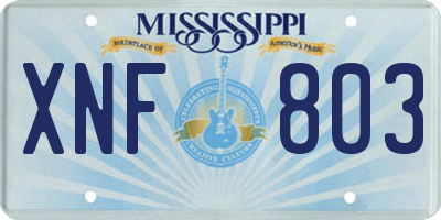 MS license plate XNF803