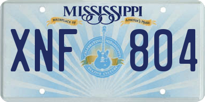 MS license plate XNF804