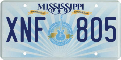 MS license plate XNF805