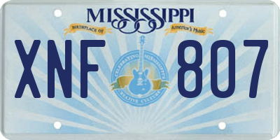 MS license plate XNF807