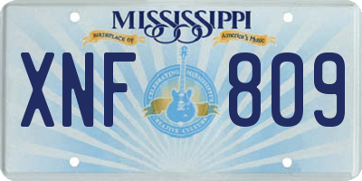 MS license plate XNF809