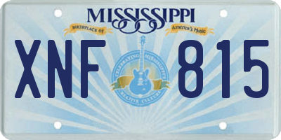 MS license plate XNF815