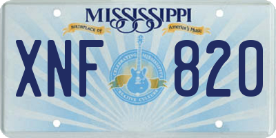 MS license plate XNF820