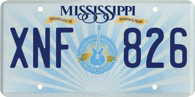 MS license plate XNF826