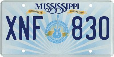MS license plate XNF830
