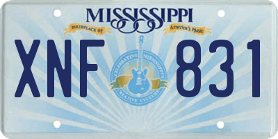 MS license plate XNF831