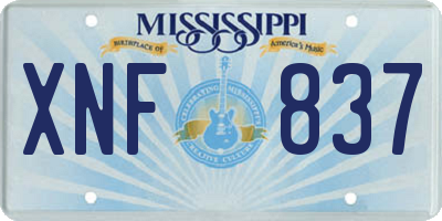 MS license plate XNF837