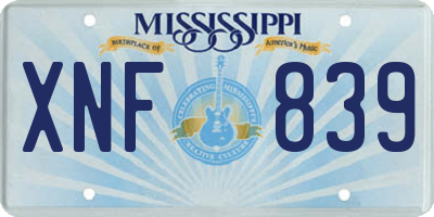 MS license plate XNF839