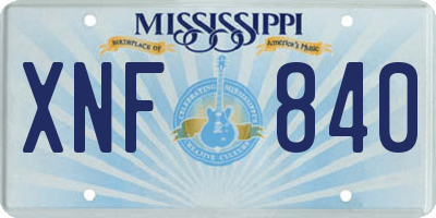 MS license plate XNF840