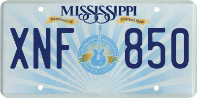MS license plate XNF850