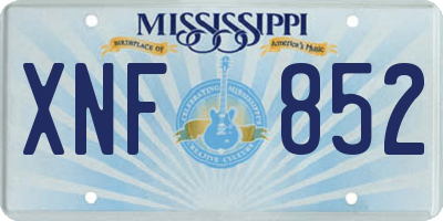 MS license plate XNF852