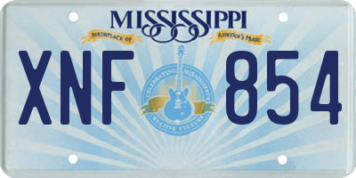 MS license plate XNF854