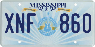 MS license plate XNF860