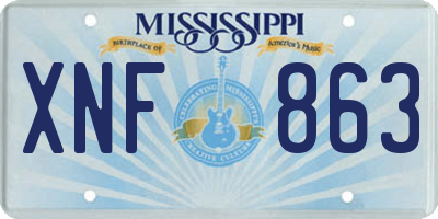 MS license plate XNF863
