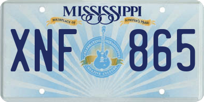 MS license plate XNF865