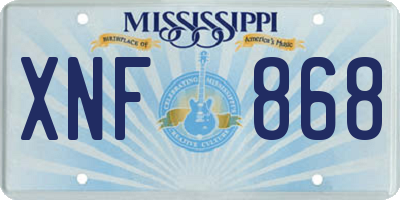 MS license plate XNF868