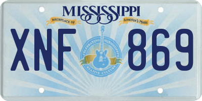 MS license plate XNF869