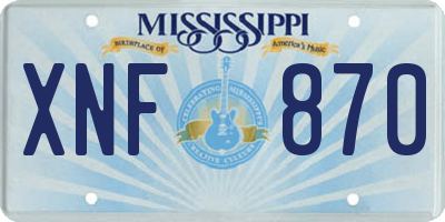 MS license plate XNF870