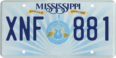 MS license plate XNF881