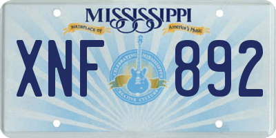 MS license plate XNF892