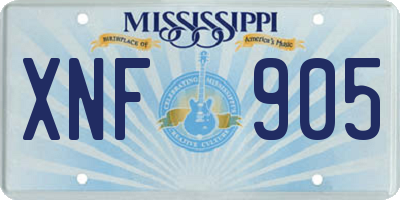MS license plate XNF905