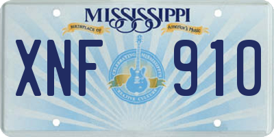 MS license plate XNF910