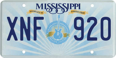 MS license plate XNF920