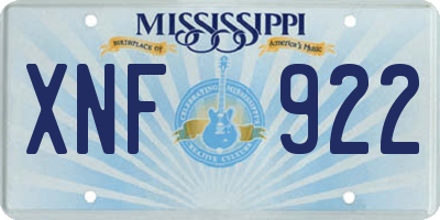 MS license plate XNF922