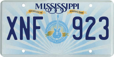 MS license plate XNF923