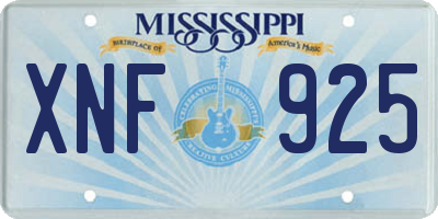 MS license plate XNF925