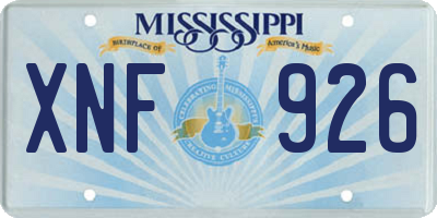 MS license plate XNF926