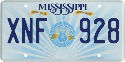 MS license plate XNF928
