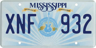 MS license plate XNF932